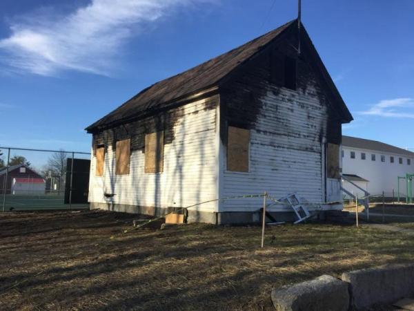 Friends Schoolhouse after April, 2018 fire